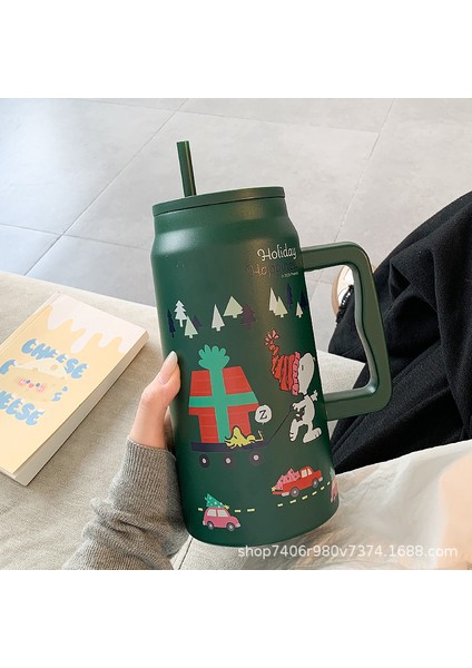 Snoopy Yalıtımlı Kupa Büyük Kapasiteli Pipetli Kupa (Yurt Dışından)