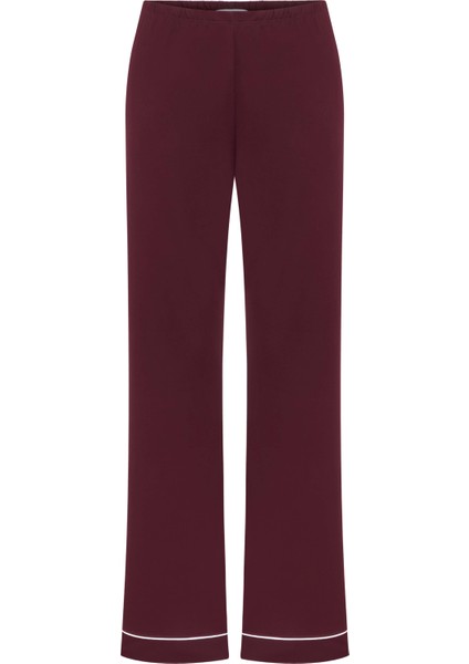 Modal Biyeli Uzun Kollu Pijama Takımı / Bordo modelleri