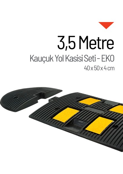 Kauçuk Hız Kesici, Yol Kasisi 4 Bantlı - 3,5 Metre Set