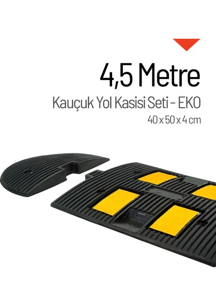 Kauçuk Hız Kesici, Yol Kasisi 4 Bantlı - 4,5 Metre Set