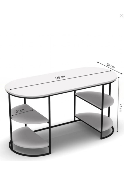 2 Yanı Raflı Çalışma Masası , Makyaj Masası , Ofis Masası Beyaz Renk fiyatları