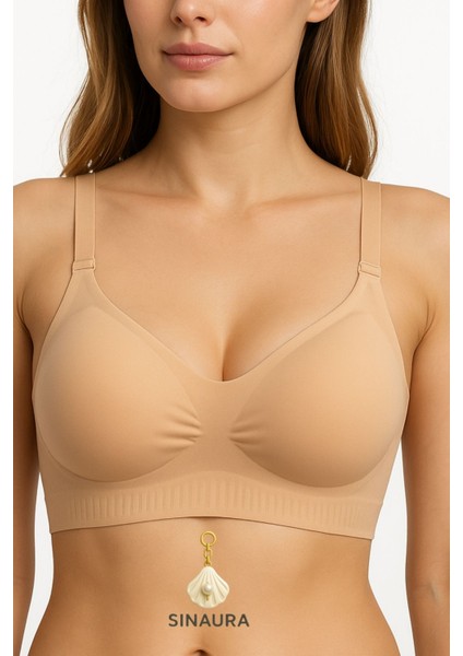 Sınaura Kadın Ten Rengi Çıkarılabilir Pedli Dikişsiz Balensiz Toparlayıcı Sütyen