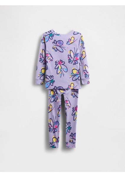 Bebek Mor %100 Organik Pamuk Grafik Baskılı Pijama Takımı fiyatları
