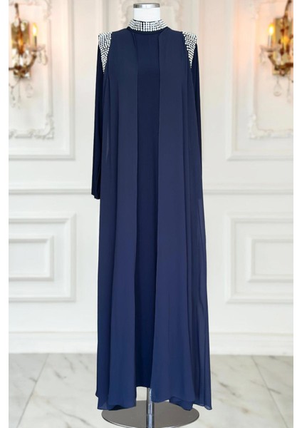 Zambak Abiye Elbise Lacivert