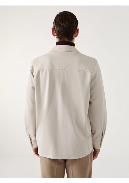 Southblue Bej Regular Fit Uzun Kollu Erkek Gömlek Ceket