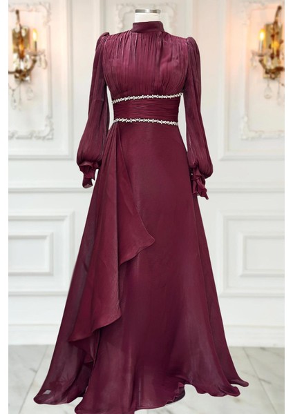 Alize Abiye Elbise Bordo