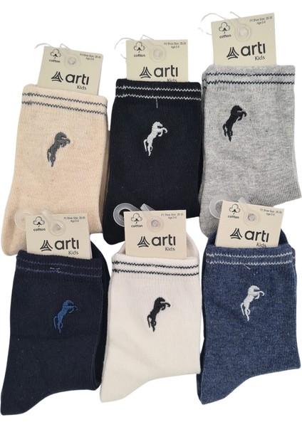 Erkek Çocuk Çorap Soket 6 Çift Siyah-Lacivert-Gri-Antrasit-Krem-Mavi fiyatları