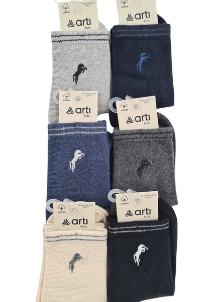 Erkek Çocuk Çorap Soket 6 Çift Siyah-Lacivert-Gri-Antrasit-Krem-Mavi indirimleri