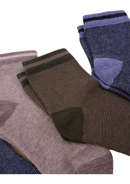 Erkek Çocuk Çorap Soket 4 Çift Siyah-Lacivert-Kahve-Yeşil