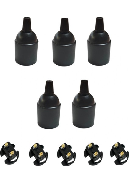 İtalyan E27 Duy - Vidalı Düz Duy (Bakalit) (250V 4A) 5 Adet