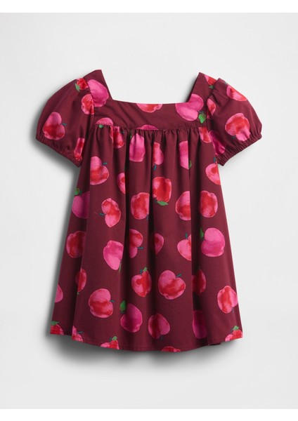 Kız Bebek Bordo Puff-Sleeve Elbise modelleri