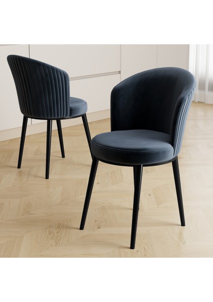 Risa Serisi 6 Adet Antrasit Mutfak Sandalyesi Siyah Metal Ayak 1.sınıf Babyface Kumaş fiyatları