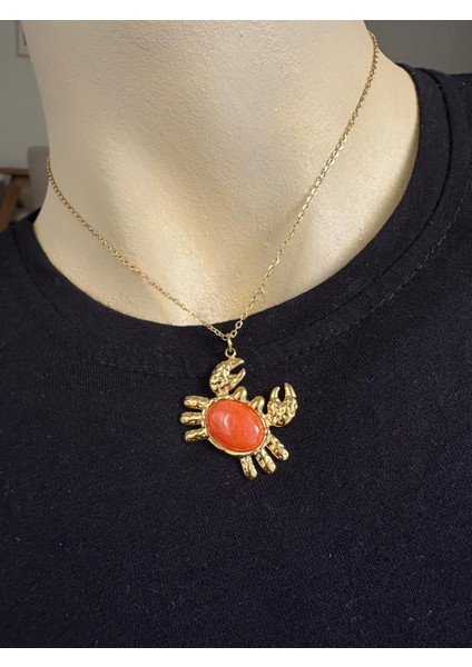 Çelik Kahverengi Taşlı Yengeç Kolye fiyatları