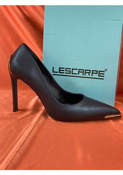 LES016 Siyah Sivri Burunlu Stilleto Yüksek Topuklu Kadın Ayakkabısı fiyatları