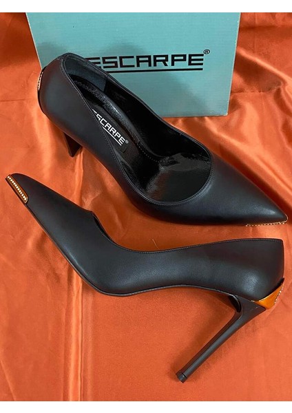 LES016 Siyah Sivri Burunlu Stilleto Yüksek Topuklu Kadın Ayakkabısı indirimleri