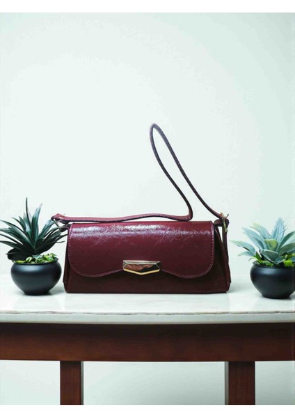 Kadın Dokulu Suni Deri Astarlı Çıt Çıt Kapama El ve Omuz Çantası