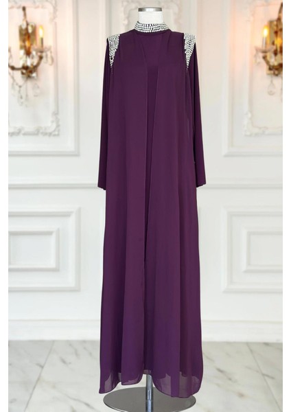 Zambak Abiye Elbise Mürdüm