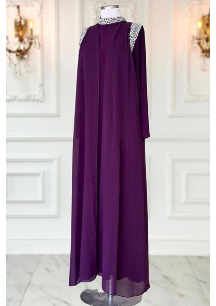 Zambak Abiye Elbise Mürdüm modelleri