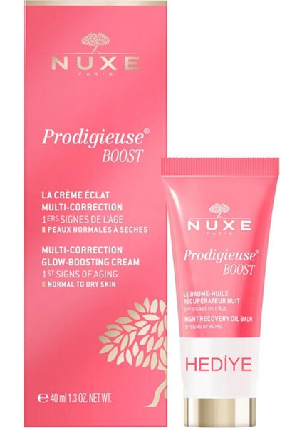 Creme Prodigieuse Boost Glow Boosting Cream 40 ml Night Recovery Oil Balm 15 ml Hediye