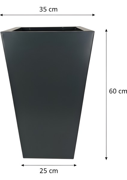 Zenith 60 cm Dikey Metal Antrasit Saksı - İç ve Dış Mekan Modern Dekoratif Saksılık (60x35/25 cm) modelleri