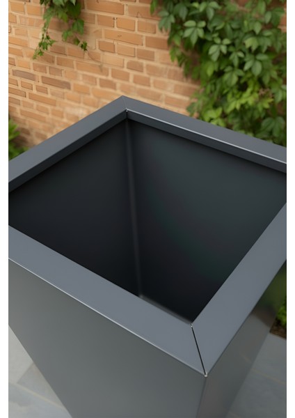 Zenith 60 cm Dikey Metal Antrasit Saksı - İç ve Dış Mekan Modern Dekoratif Saksılık (60x35/25 cm) fırsatları