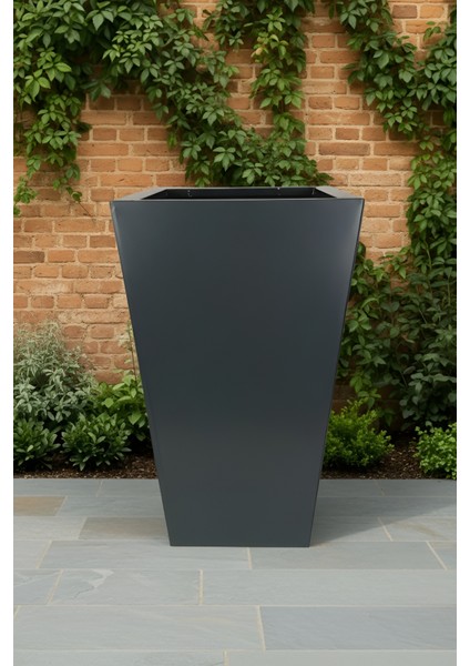 Zenith 60 cm Dikey Metal Antrasit Saksı - İç ve Dış Mekan Modern Dekoratif Saksılık (60x35/25 cm)