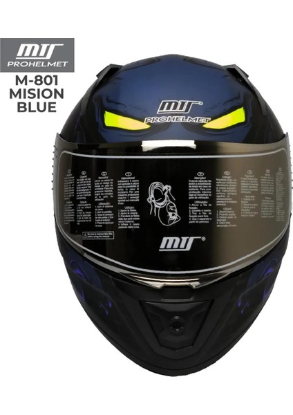 M-801 Mısıon Blue Kapalı Motosiklet Kaskı modelleri