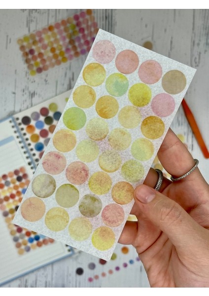 Monet Garden Sarı Tonları 6 Yaprak 312 Adet Yuvarlak Kağıt Sticker Seti / Etiket / Çıkartma modelleri