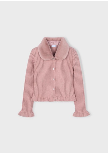 Kız Çocuk Çıkarılabilir Yakalı Triko Hırka