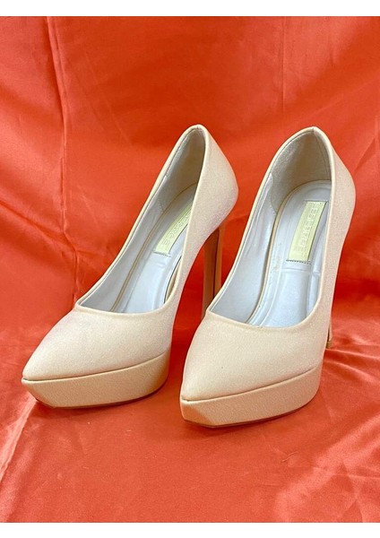 LES029 Bej Platformlu Stiletto Kadın Topuklu Ayakkabı fırsatları