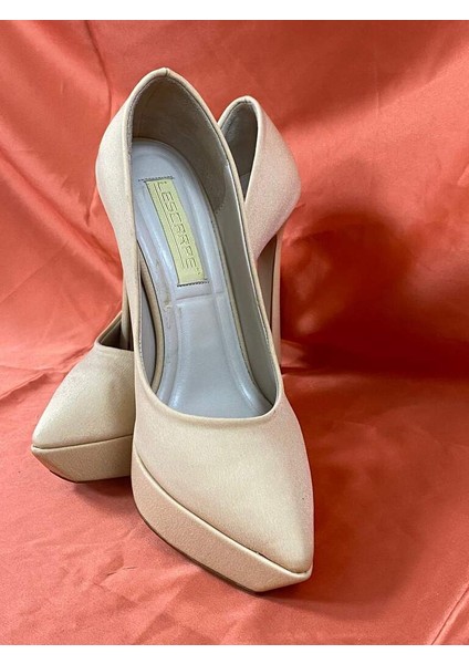 LES029 Bej Platformlu Stiletto Kadın Topuklu Ayakkabı indirimleri