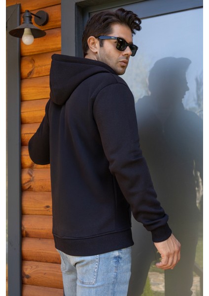 Kapüşonlu Boydan Fermuarlı 3 Iplik Şardonlu Pamuklu Sweatshirt indirimleri