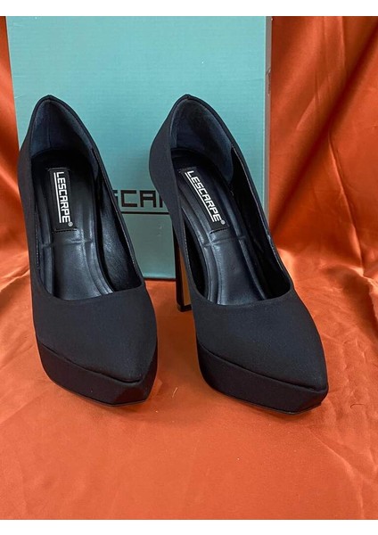 LES029 Siyah Platformlu Stiletto Kadın Topuklu Ayakkabı modelleri