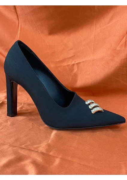 LES030 Siyah Kadın Abiye Taşlı Stiletto Topuklu Ayakkabı fiyatları