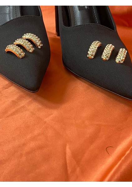 LES030 Siyah Kadın Abiye Taşlı Stiletto Topuklu Ayakkabı fırsatları