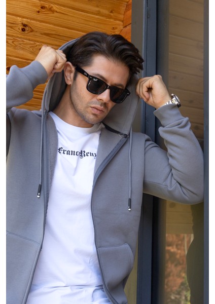 Kapüşonlu Boydan Fermuarlı 3 Iplik Şardonlu Pamuklu Sweatshirt modelleri