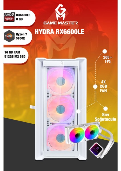 Hydra RX6600LE Ryzen 7 5700X 16GB Ram 512GB Nvme M.2 SSD RX6600LE 8gb Sıvı Soğutuculu Gaming Pc fiyatları