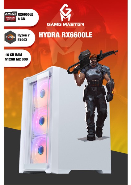 Hydra RX6600LE Ryzen 7 5700X 16GB Ram 512GB Nvme M.2 SSD RX6600LE 8gb Sıvı Soğutuculu Gaming Pc modelleri
