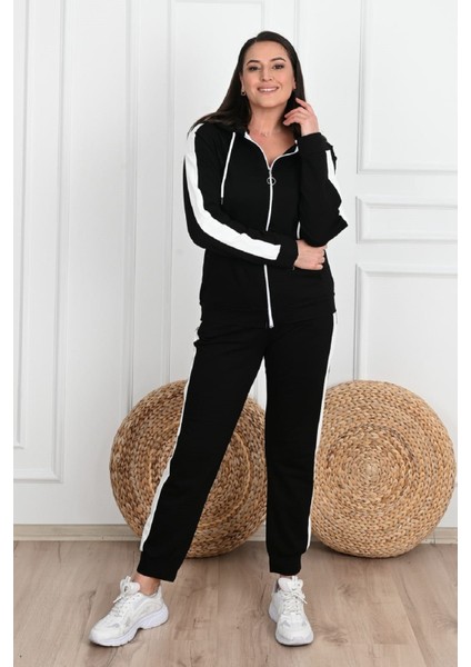 Kadın Yan Şerit Detaylı Büyük Beden Eşofman Takımı 3504-23 fiyatları