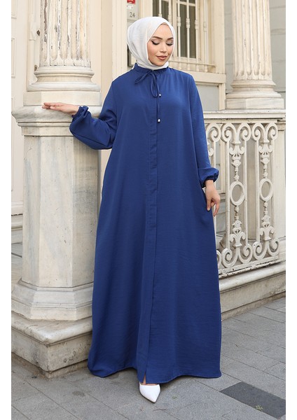 Kolu Lastikli Fermuarlı Ferace 0140-09 Koyu Lacivert