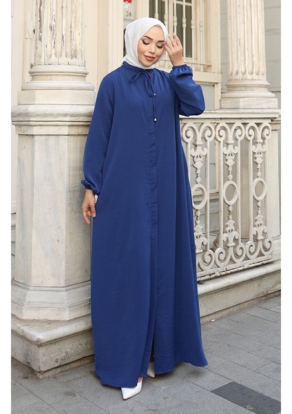 Kolu Lastikli Fermuarlı Ferace 0140-09 Koyu Lacivert modelleri