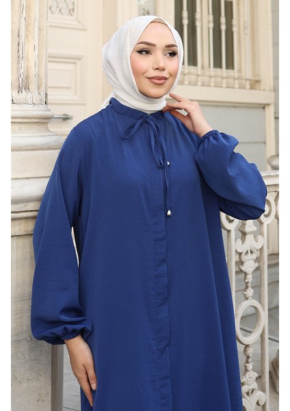 Kolu Lastikli Fermuarlı Ferace 0140-09 Koyu Lacivert fırsatları