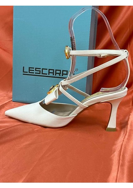LES032 Bej Özel Seri Stiletto Kadın Topuklu Ayakkabı