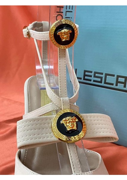 LES032 Bej Özel Seri Stiletto Kadın Topuklu Ayakkabı fırsatları