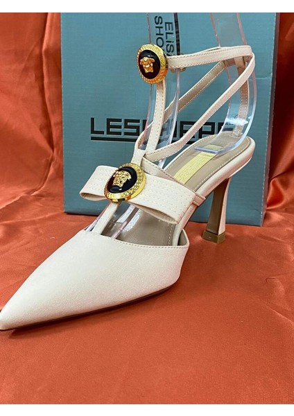LES032 Bej Özel Seri Stiletto Kadın Topuklu Ayakkabı indirimleri