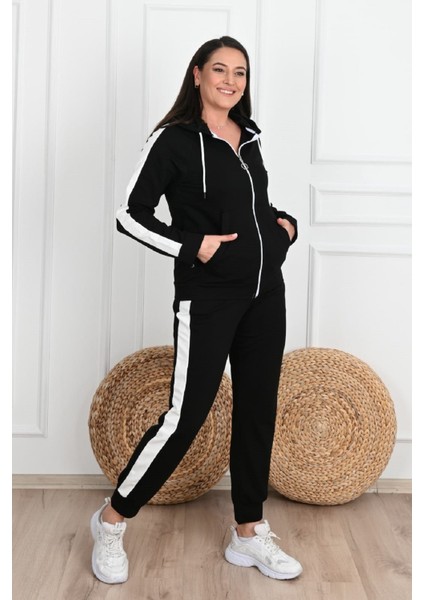 Kadın Yan Şerit Detaylı Büyük Beden Eşofman Takımı 3504-23 modelleri