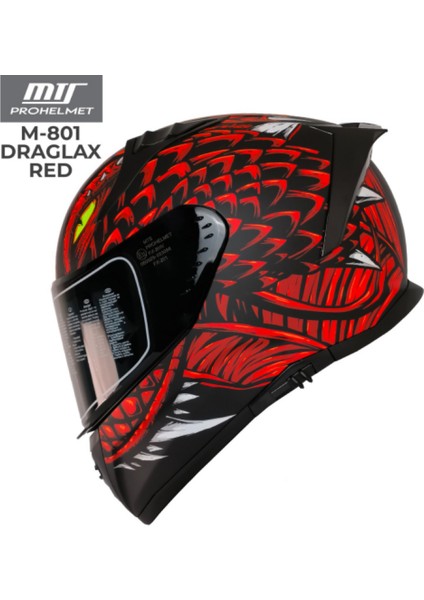 M-801 Draglax Red Kapalı Motosiklet Kaskı