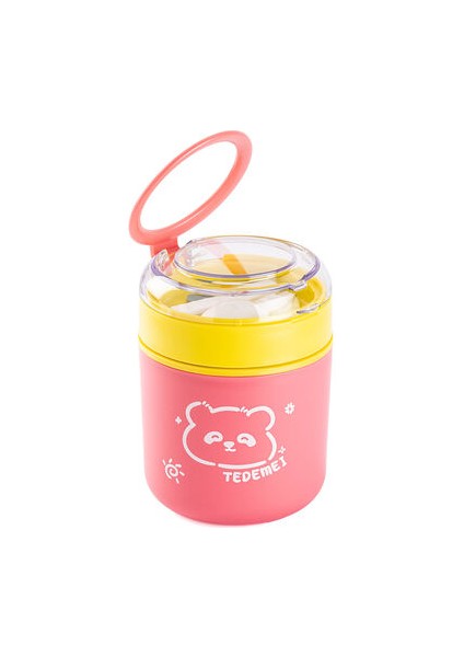 Tedemeı Pembe Sarı Paslanmaz Çelik Yuvarlak Yemek Taşıma Kabı 530ML fiyatları