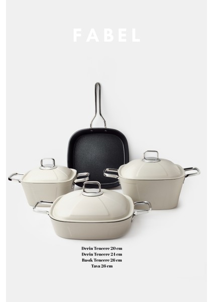 Fabel 7 Parça Tencere Seti Krem fiyatları