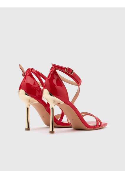 LES047 Kırmızı Rugan Kadın Topuklu Ayakkabı Stiletto modelleri